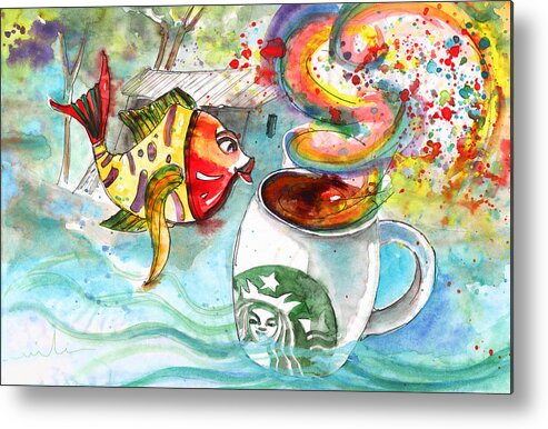 Travel Sketch Metal Print featuring the drawing Starbucks Coffee in Limassol by Miki De Goodaboom