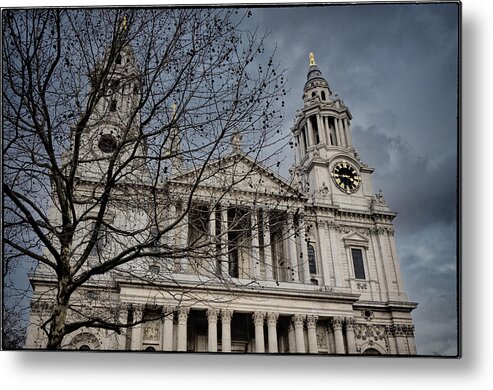 Building Detail Metal Print featuring the photograph Storms over St Pauls by Joan Carroll