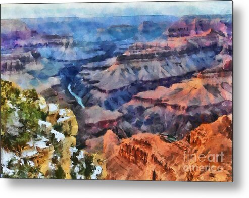 Grand Canyon Metal Print featuring the digital art Sunset at Mohave Point at the Grand Canyon by Mary Warner