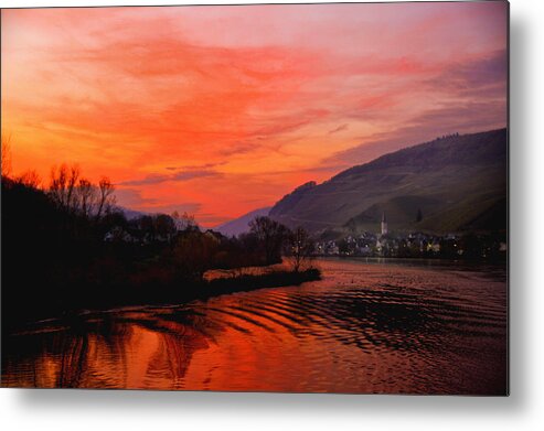 Sunsets Germany Metal Print featuring the photograph Sunset on Rhine by Rick Bragan