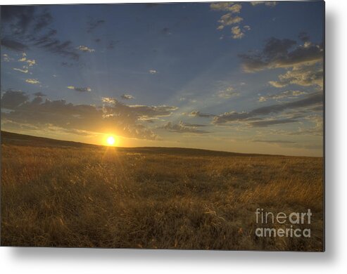 Sunset Metal Print featuring the photograph Sunset on the prairie by Jim And Emily Bush