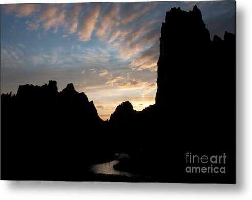America Metal Print featuring the photograph Sunset with Rugged Cliffs in Silhouette by Karen Lee Ensley
