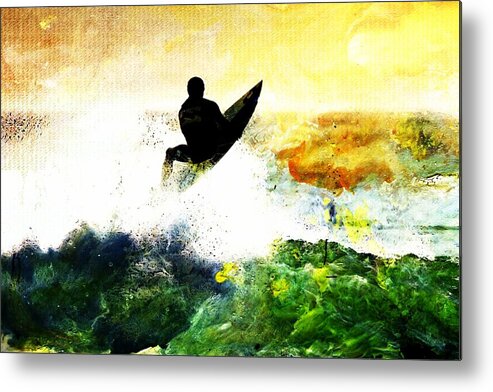 Painting Metal Print featuring the digital art Surfer by Andrea Barbieri