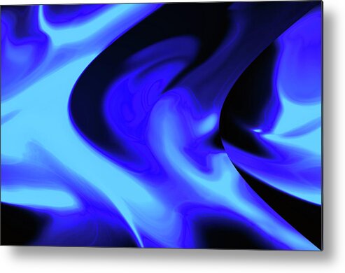 Blue Abstract Metal Print featuring the digital art Swimming With Sharks.... by Tanya Tanski