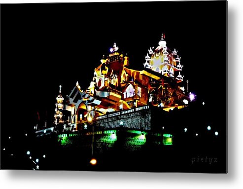 Abstract Metal Print featuring the photograph Temple at Night by Piety Dsilva