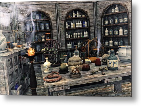 3d Metal Print featuring the digital art The Apothecary by Jutta Maria Pusl