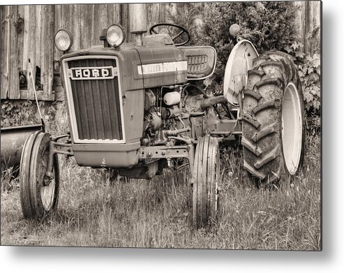 Farm Tractor Metal Print featuring the photograph The Black and White Ford by JC Findley
