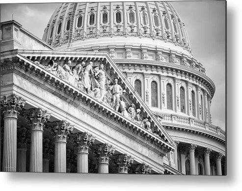 Black And White Metal Print featuring the photograph The Capitol Building 4 by Frank Mari