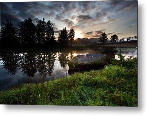 Boat Metal Print featuring the photograph The old boat at sunrise by Celine Pollard