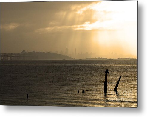 San Francisco Metal Print featuring the photograph The San Francisco Bay . Sepia by Wingsdomain Art and Photography