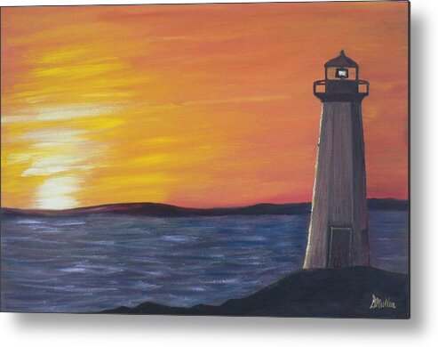 Sunset Metal Print featuring the painting The Sun Setting by Donna Muller
