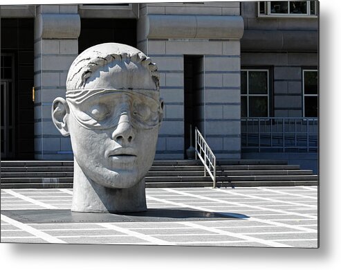 Head Metal Print featuring the photograph Themis Greek goddess of Justice by Terry Dadswell