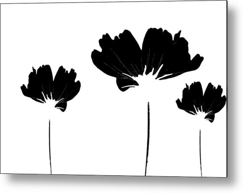 Silhouette Metal Print featuring the mixed media Three Feeling Black by Angelina Tamez