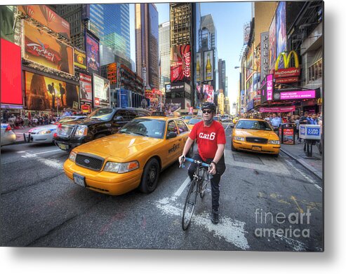 Art Metal Print featuring the photograph Times Square Traffic by Yhun Suarez