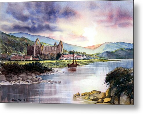 Landscape Metal Print featuring the painting Tintern Abbey by Glenn Marshall