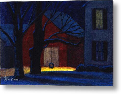 Snowscape Metal Print featuring the painting Too Cold to Swing by Arthur Barnes