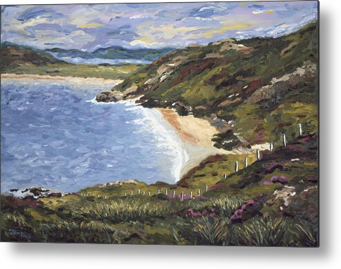 Remote Beach Ireland West Coast Oil Metal Print featuring the painting Tra na Rossan by John Farley