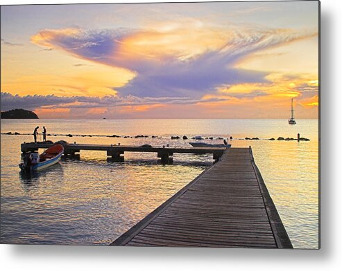 St Lucia Metal Print featuring the photograph Tropical Sunset- 4- St Lucia by Chester Williams