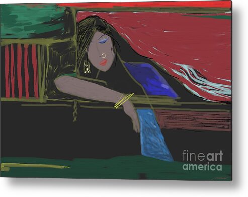 Wait Longing Bride Metal Print featuring the painting Untitled 5 by Vilas Malankar