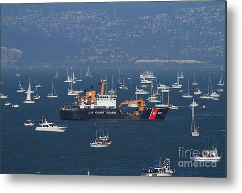 San Francisco Metal Print featuring the photograph US Coast Guard Ship Surrounded By Boats in The San Francisco Bay. 7D7895 by Wingsdomain Art and Photography