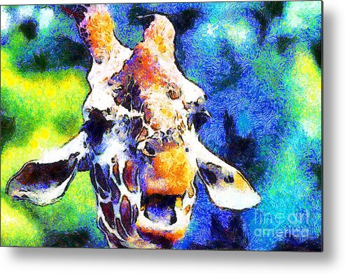 Animal Metal Print featuring the photograph Van Gogh.s Girrafe . 7D4143 by Wingsdomain Art and Photography