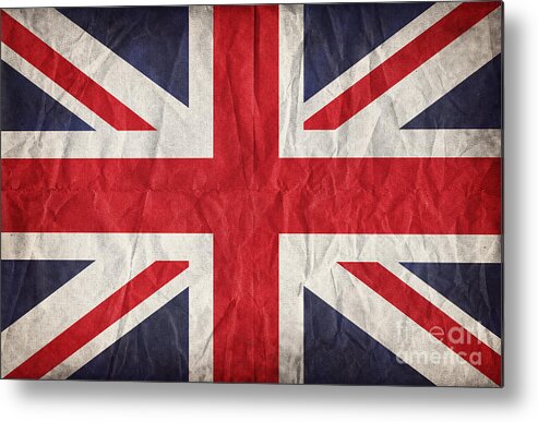 Aged Metal Print featuring the photograph Vintage paper Union Jack by Jane Rix