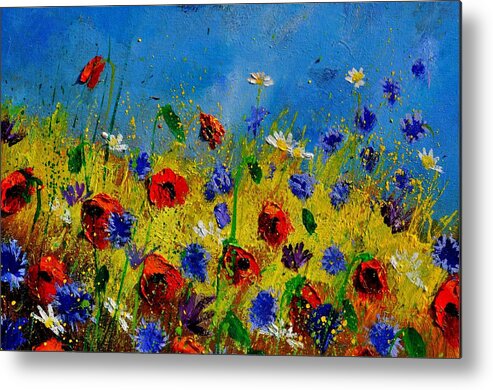 Poppies Metal Print featuring the painting Wild Flowers 119010 by Pol Ledent