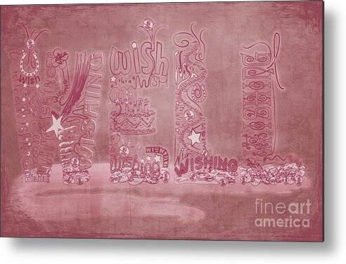 Breast Cancer Metal Print featuring the digital art Wishing Well Breast Cancer Tribute by Laura Brightwood