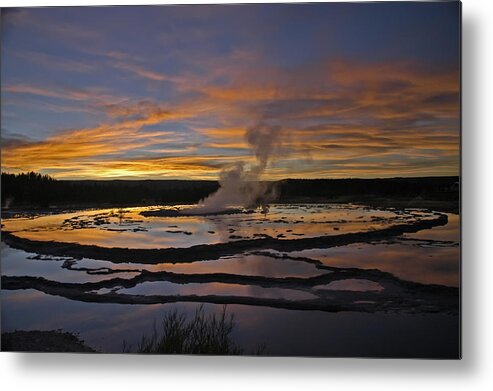 Sunset Metal Print featuring the photograph Yellowstone's Fountain Geyser by Geraldine Alexander