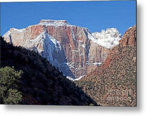 Zion Metal Print featuring the photograph Zion's West Temple by Bob and Nancy Kendrick