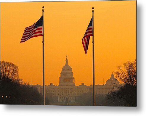 United States Capitol Metal Print featuring the photograph Capitol Morning by Mitch Cat