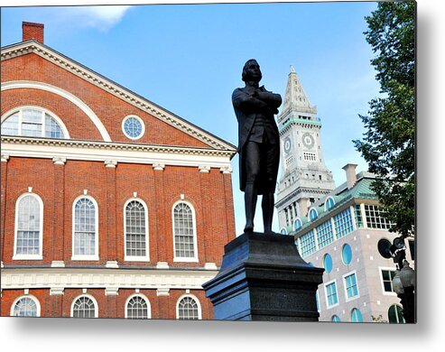 Quincy Market Metal Print featuring the photograph Quincy Market and Sam Adams by Andrew Dinh