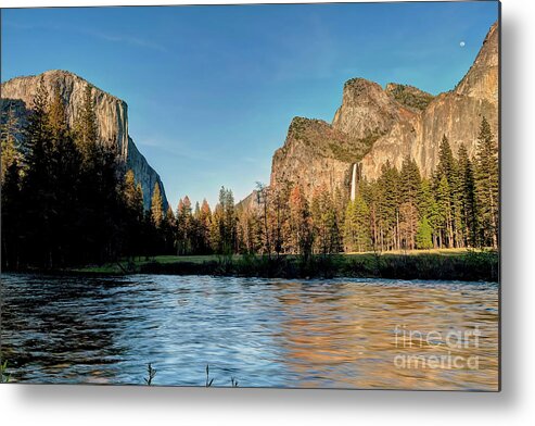 Moon Metal Print featuring the photograph 1253 Moon Over Yosemite Valley by Steve Sturgill