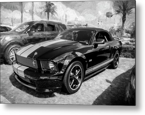 2007 Ford Shelby Hertz Mustang Metal Print featuring the photograph 2007 Ford Shelby Hertz Mustang GTH Convertible BW #1 by Rich Franco