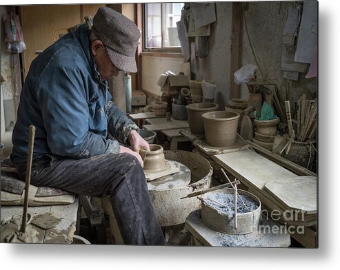 Pottery Metal Print featuring the photograph A Village Pottery Studio, Japan by Perry Rodriguez