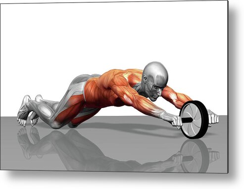 Horizontal Metal Print featuring the photograph Ab Wheel Exercise #1 by MedicalRF.com