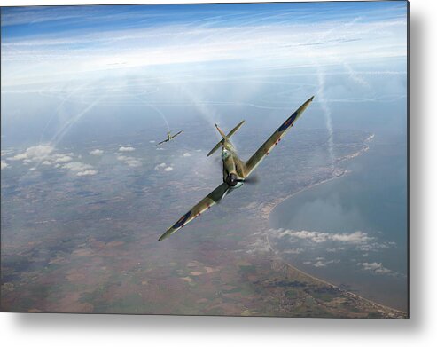 Battle Of Britain Metal Print featuring the photograph Battle of Britain Spitfires over Kent #2 by Gary Eason