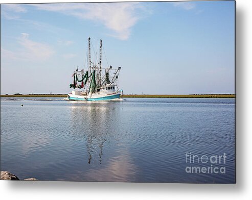 Bayou Shrimper Metal Print featuring the photograph Bayou Shrimper by Scott Pellegrin