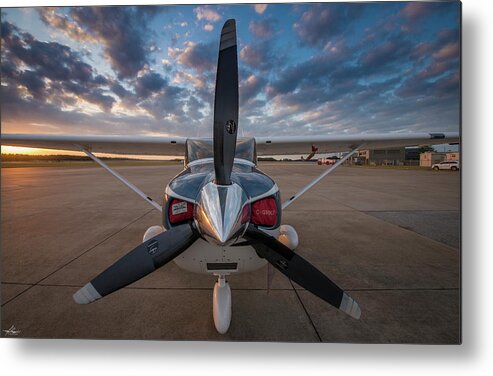 Morning Metal Print featuring the photograph Cessna 182 on the Ramp by Phil And Karen Rispin