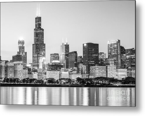 America Metal Print featuring the photograph Chicago Skyline Black and White Photo #1 by Paul Velgos