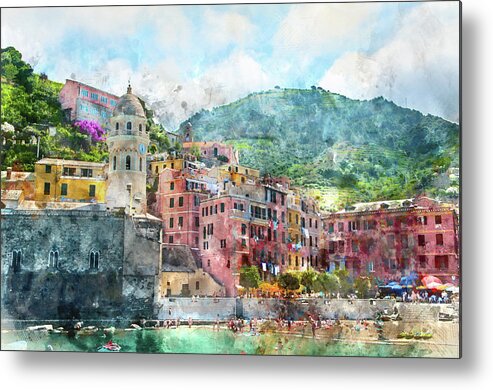 Ancient Metal Print featuring the photograph Cinque Terre Italy #1 by Brandon Bourdages