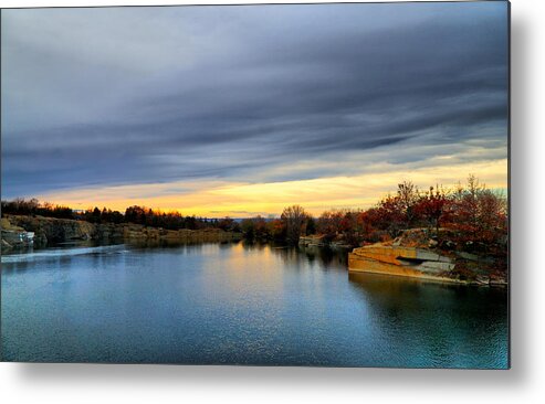 Landscape Metal Print featuring the photograph Cloudy Autumn Sunset by Lilia D