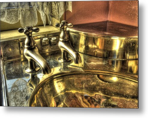 Strasburg Railroad Metal Print featuring the photograph Copper Sink #1 by Paul W Faust - Impressions of Light
