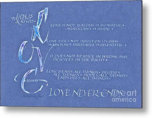 1 Cor 13 Metal Print featuring the painting 1 Cor 13 Love Never Ends by Judy Dodds