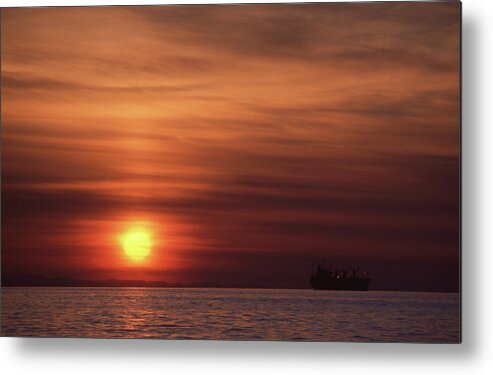 Abstract Metal Print featuring the photograph English Bay Sunset #1 by Lyle Crump