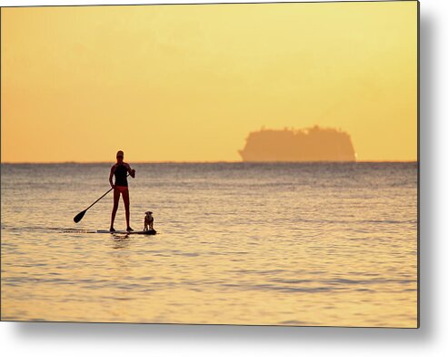 Board Metal Print featuring the photograph Evening Paddle #1 by David Buhler