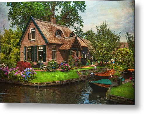 Netherlands Metal Print featuring the photograph Fairytale House. Giethoorn. Venice of the North by Jenny Rainbow