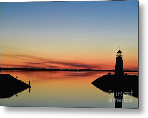 Oklahoma Metal Print featuring the photograph Fishing at sunset by Paul Quinn