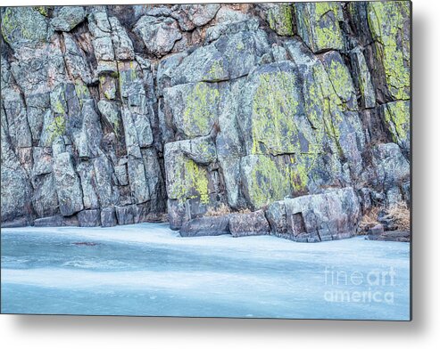 Cache La Poudre Metal Print featuring the photograph Frozen River And Rocky Cliff #1 by Marek Uliasz