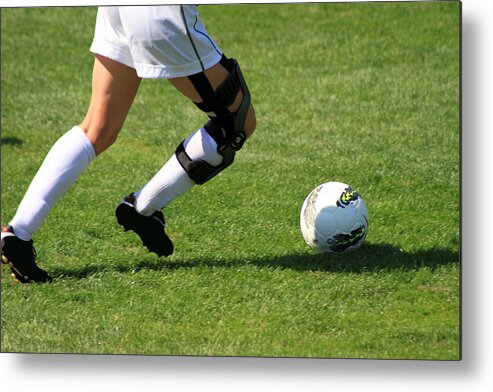 Ball Metal Print featuring the photograph Futbol #1 by Laddie Halupa